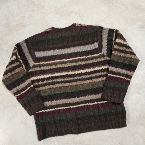 VTG Banana Republic Mens XL Ribbed Striped Lambs Wool Blend Crewneck Sweater - Picture 8 of 8